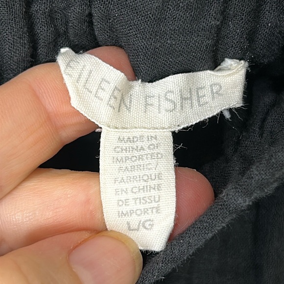 EILEEN FISHER Black Cropped Organic Cotton Pull-On Pants Size Large - Picture 5 of 16